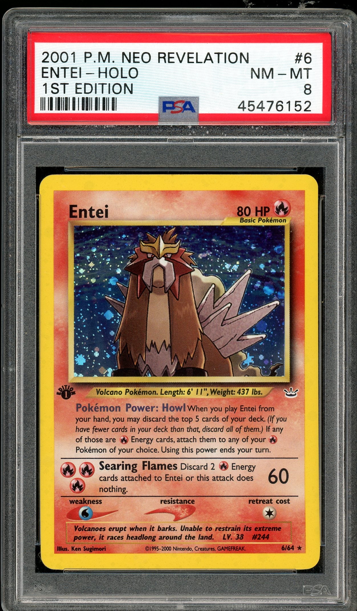 Entei 1st Edition Neo Revelation 6/64 PSA 8