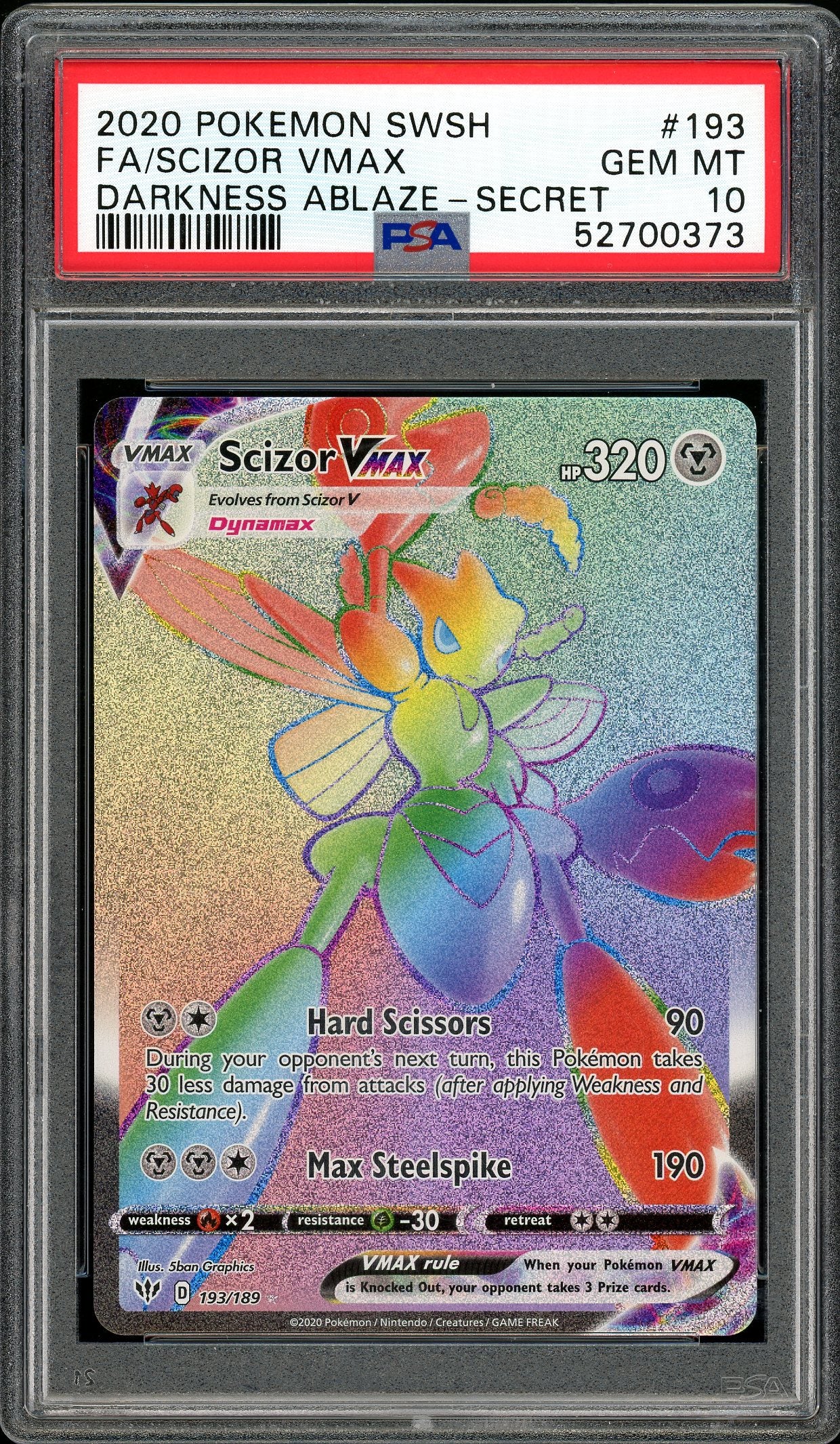 Scizor Vmax Darkness Ablaze 193/189 Psa 10