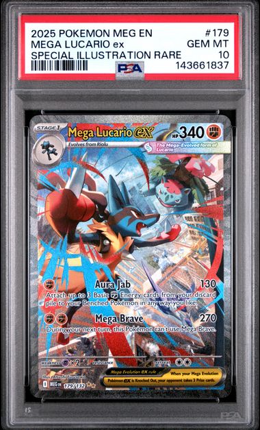 Mega Lucario EX SIR 179/132 Mega Evolution PSA 10
