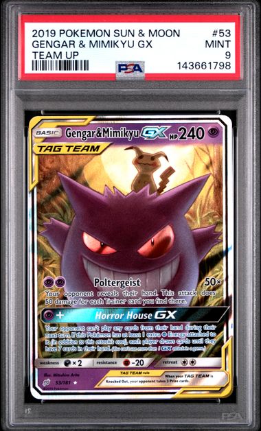 Gengar & Mimikyu GX Team Up 53/181 PSA 9