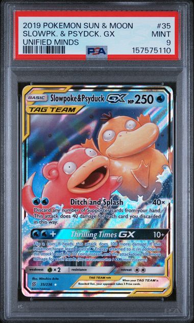 Slowpoke & Psyduck GX Unified Minds 35/236 PSA 9