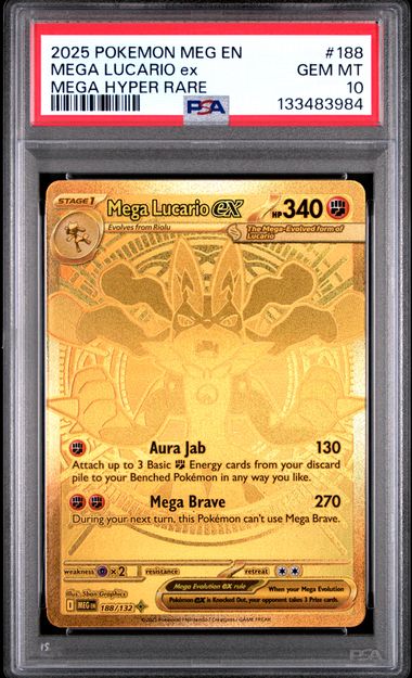 Mega Lucario ex Mega Hyper Rare Mega Evolution 188/132 PSA 10