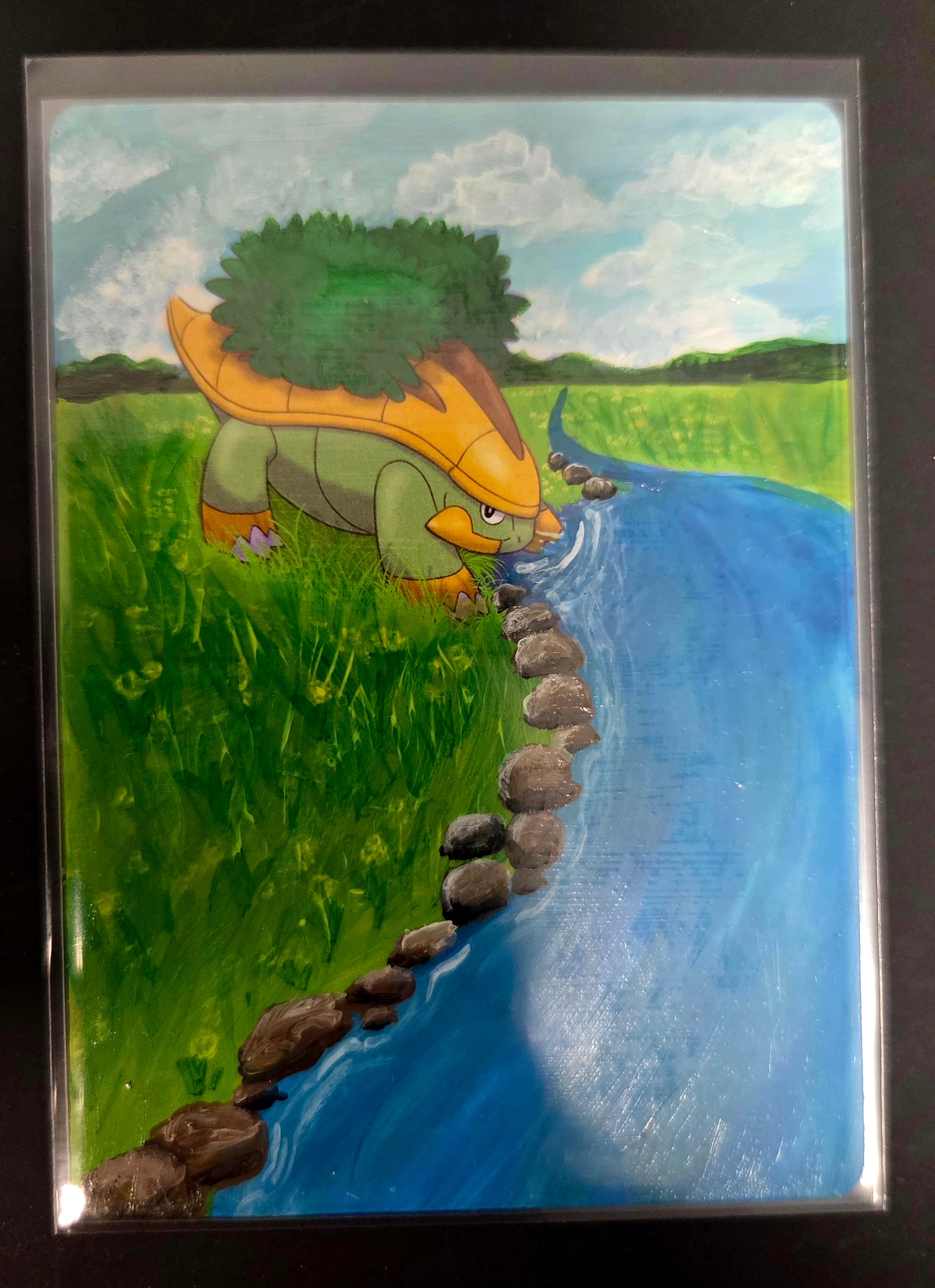 Custom Painted Grotle Pokemon Card