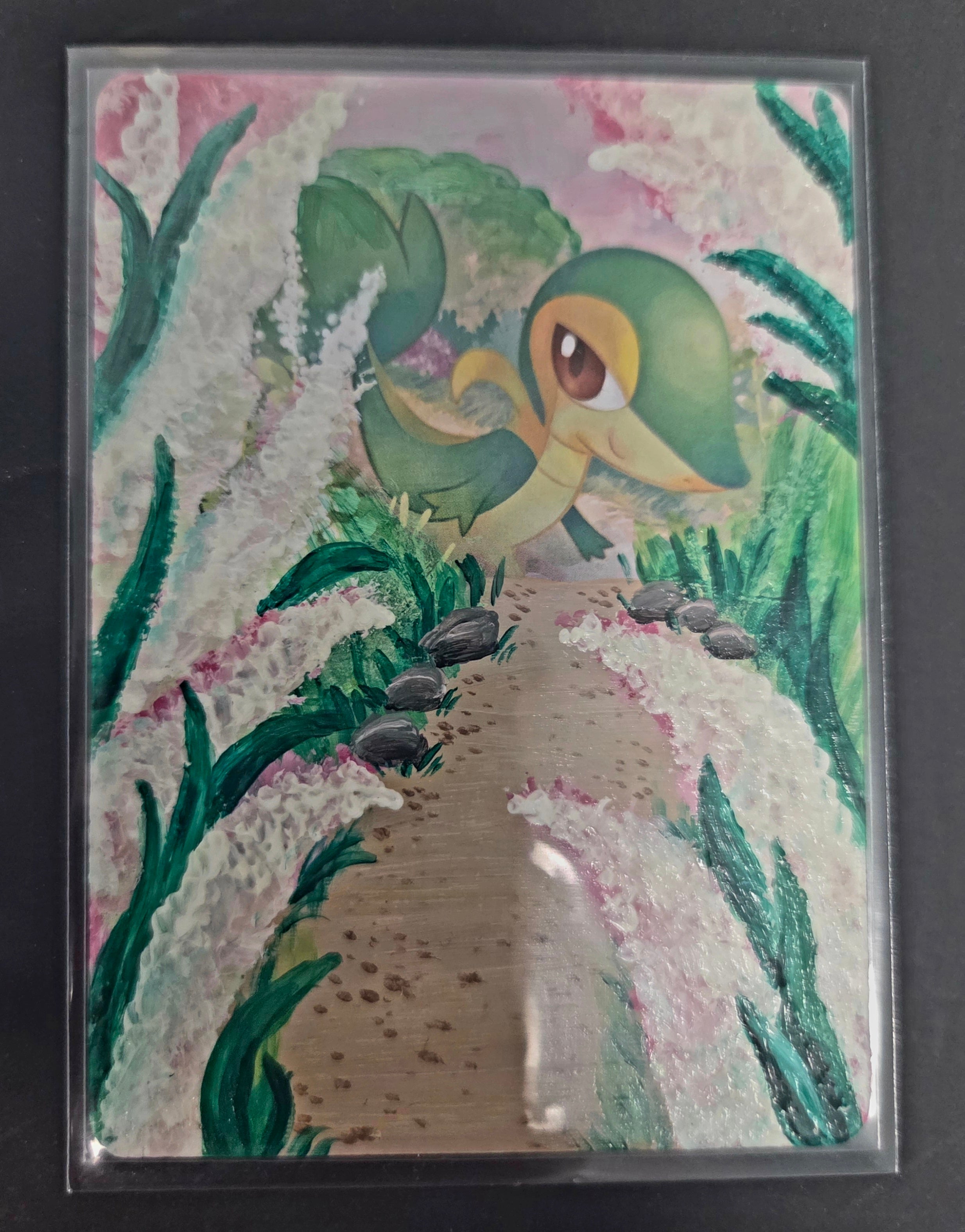 Custom Painted Snivy Pokemon Card
