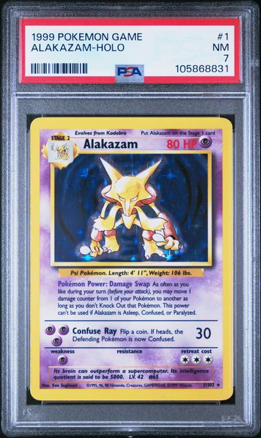 Alakazam Base Set 1/102 PSA 7