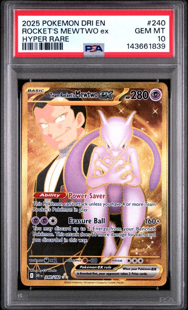 Team Rocket's Mewtwo EX Hyper Rare Destined Rivals 240/182 PSA10
