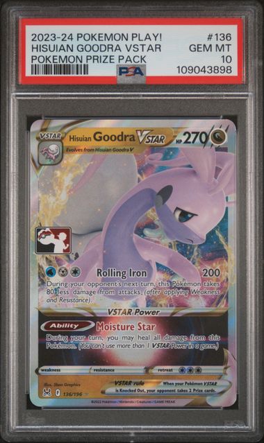goodra pokemon card value Hisuian Goodra VSTAR PLAY! Prize Pack 136/196 PSA 10
