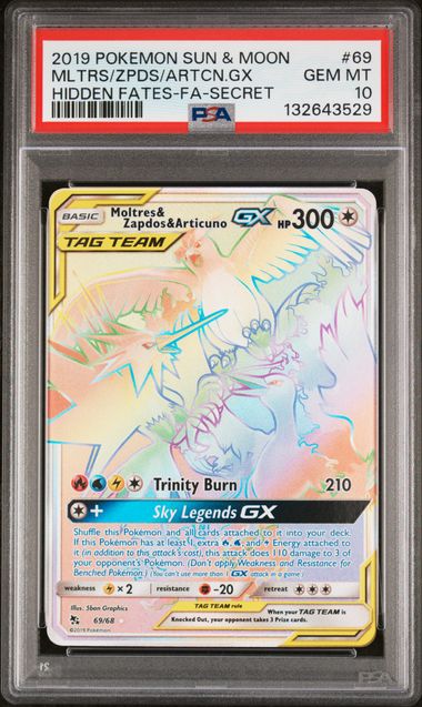Moltres & Zapdos & Articuno GX Hidden Fates 69/68 PSA 10