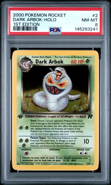 Dark Arbok 1st Edition Team Rocket 2/82 PSA 8
