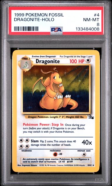 Dragonite Fossil 4/62 PSA 8