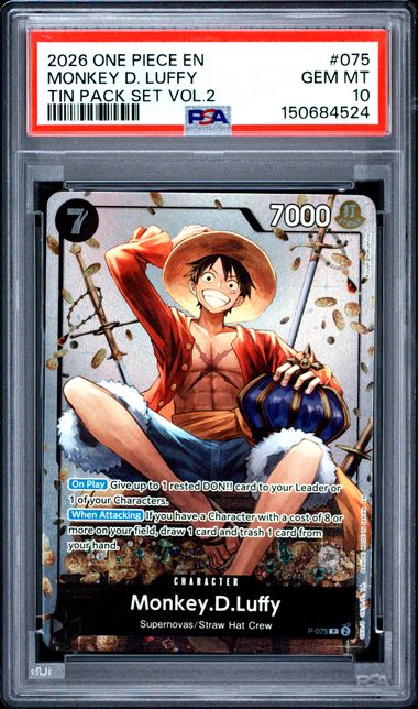 Monkey.D.Luffy Tin Pack Set Vol.2 P-075 PSA 10
