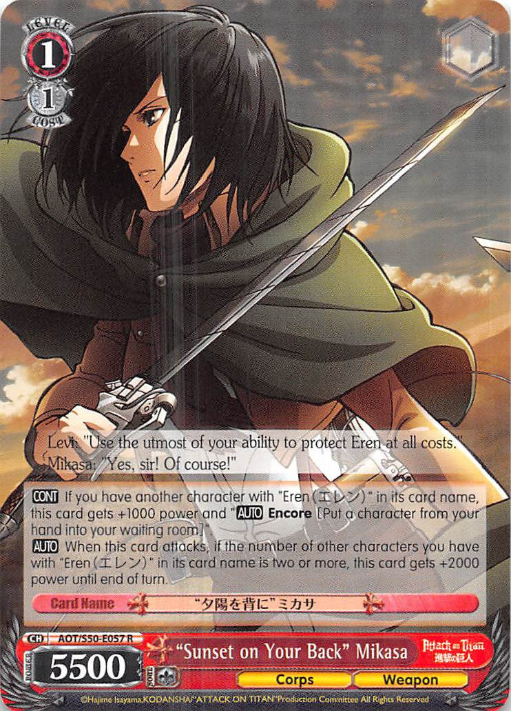 "Sunset on Your Back" Mikasa (AOT/S50-E057 R) - Attack on Titan Vol. 2