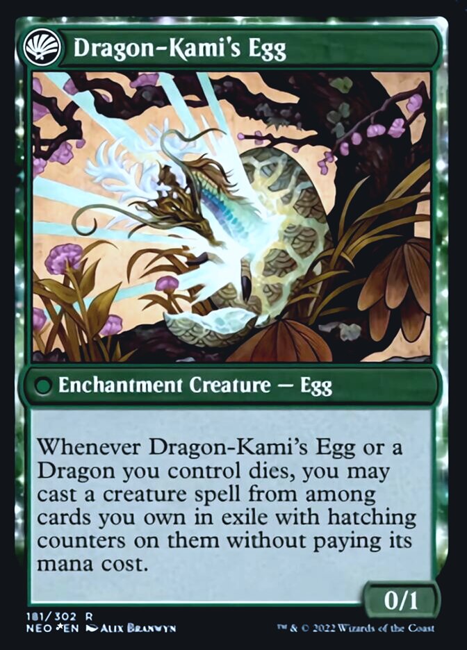 The Dragon-Kami Reborn // Dragon-Kami's Egg (PRE-181S) - Kamigawa: Neon Dynasty Promos: (fandfc, enchantment) Foil