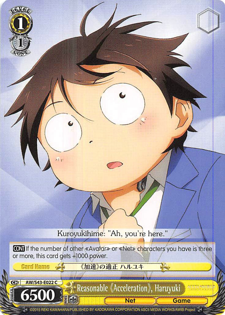 Reasonable "Acceleration", Haruyuki (AW/S43-E022 C) - Accel World -Infinite Burst-