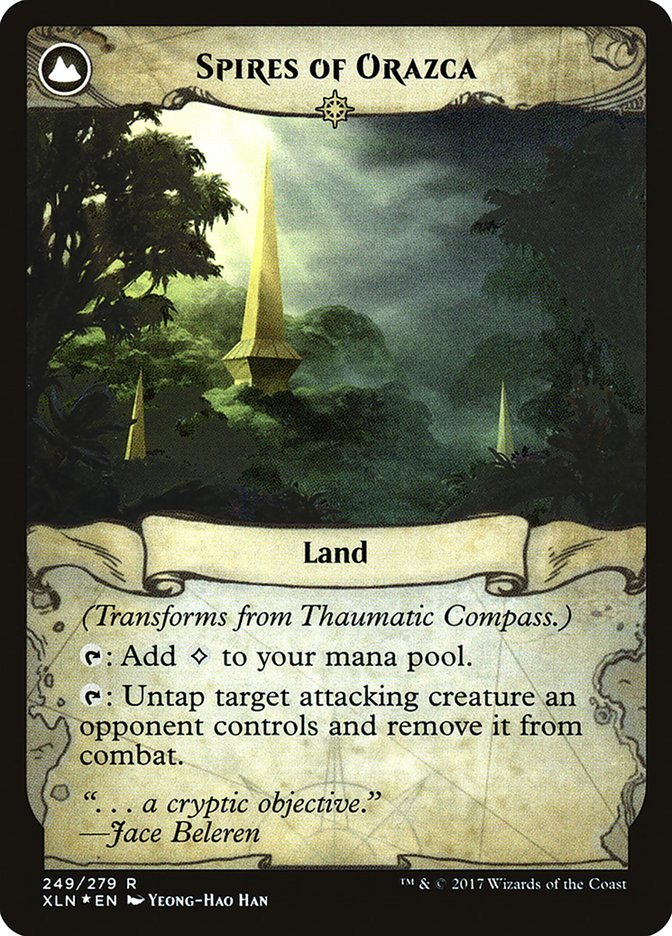 Thaumatic Compass // Spires of Orazca (PRE-249S) - Ixalan Promos: (compasslanddfc) Foil