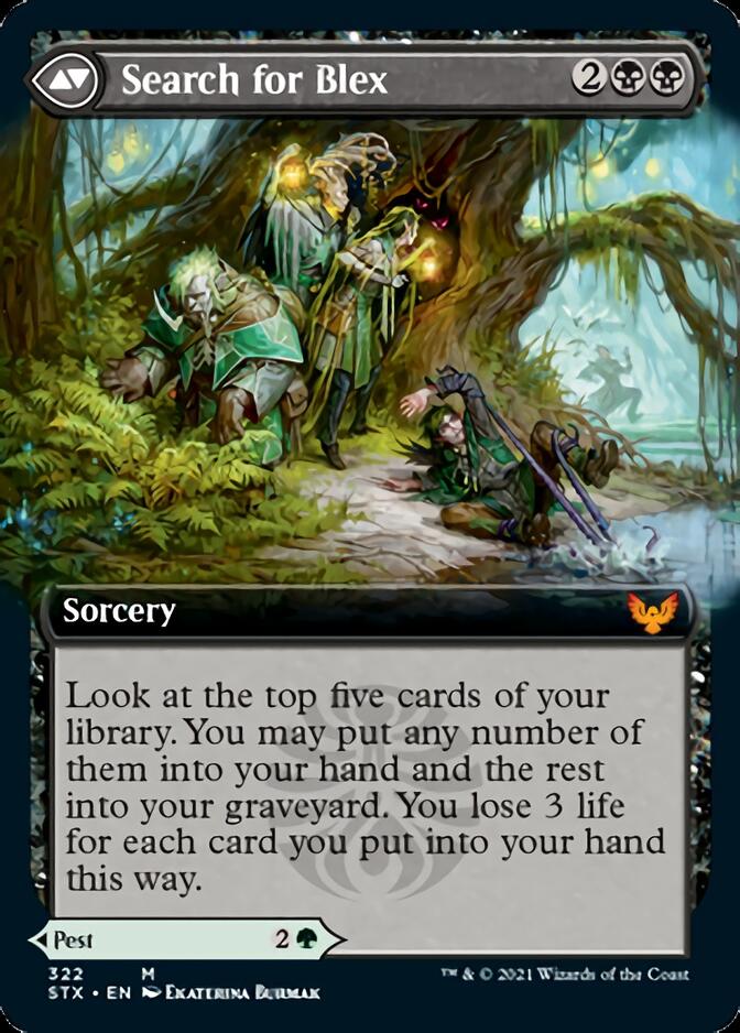 Blex, Vexing Pest // Search for Blex (STX-322) - Strixhaven: School of Mages: (Extended Art)