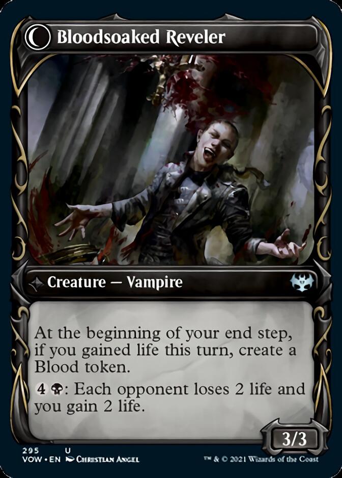 Restless Bloodseeker // Bloodsoaked Reveler (VOW-295) - Innistrad: Crimson Vow: (Showcase, Double Faced Transform)