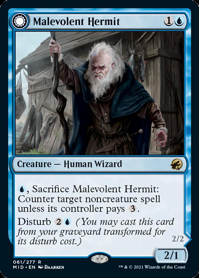 Malevolent Hermit // Benevolent Geist (MID-061) - Innistrad: Midnight Hunt: (Double Faced Transform)