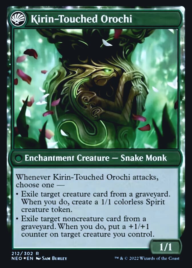 Teachings of the Kirin // Kirin-Touched Orochi (PRE-212S) - Kamigawa: Neon Dynasty Promos: (fandfc, enchantment) Foil