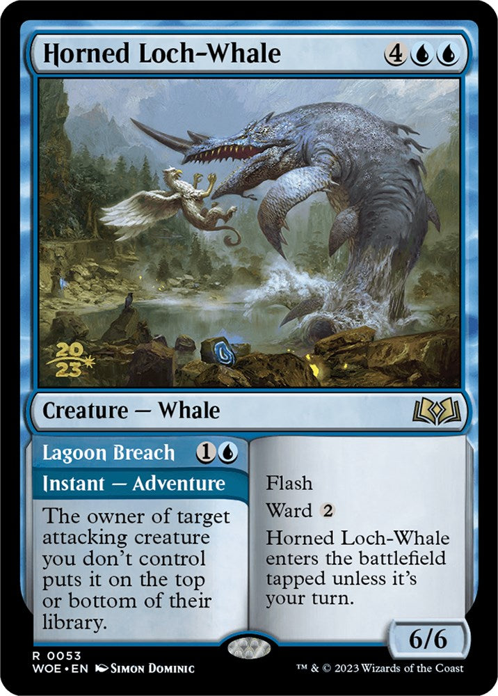 Horned Loch-Whale // Lagoon Breach (PRE-053) - Wilds of Eldraine Promos Foil