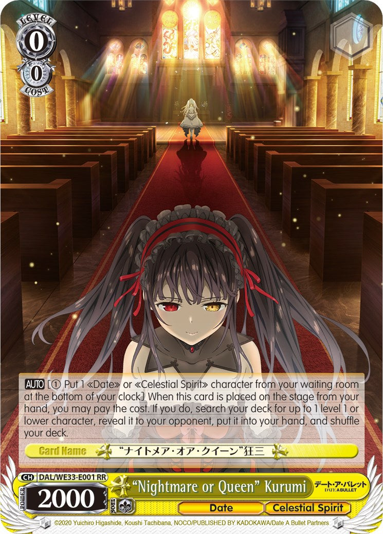 "Nightmare or Queen" Kurumi (Parallel Foil) (DAL/WE33-E001 RR) - Date A Bullet