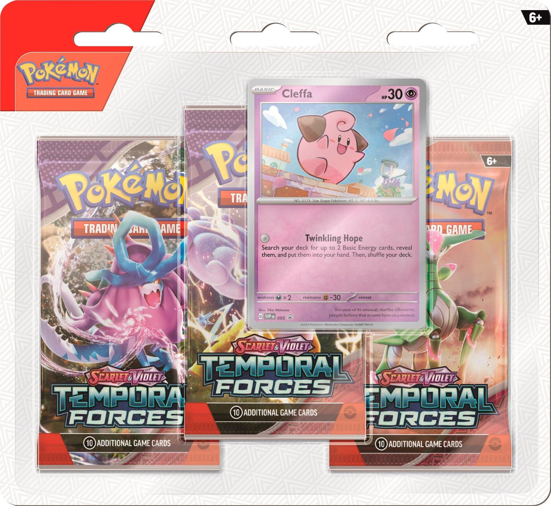 Scarlet & Violet: Temporal Forces - 3-Pack Blister (Cleffa) - Josh's Cards