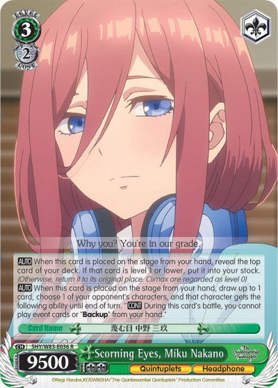 Scorning Eyes, Miku Nakano (5HY/W83-E036 R) - The Quintessential Quintuplets