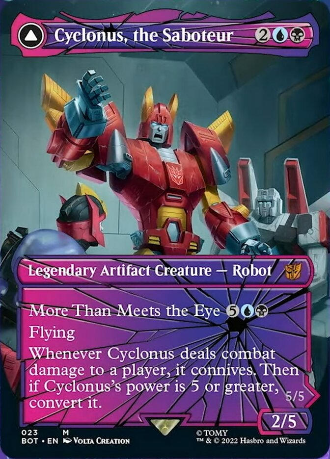 Cyclonus, the Saboteur // Cyclonus, Cybertronian Fighter (BOT-023) - Transformers: (convertdfc, shatteredglass) (Borderless)