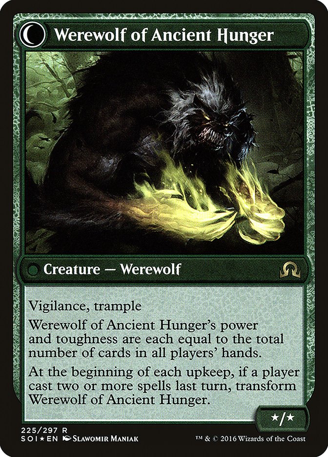 Sage of Ancient Lore // Werewolf of Ancient Hunger (PRE-225S) - Shadows over Innistrad Promos: (Double Faced Transform) Foil