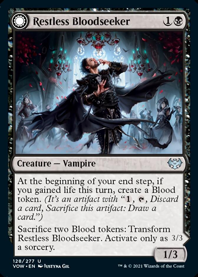Restless Bloodseeker // Bloodsoaked Reveler (VOW-128) - Innistrad: Crimson Vow: (Double Faced Transform)