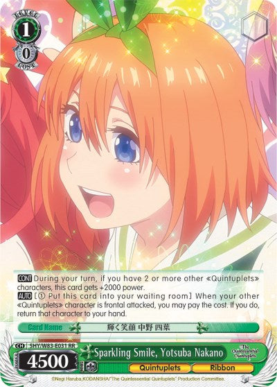 Sparkling Smile, Yotsuba Nakano (5HY/W83-E031 RR) - The Quintessential Quintuplets