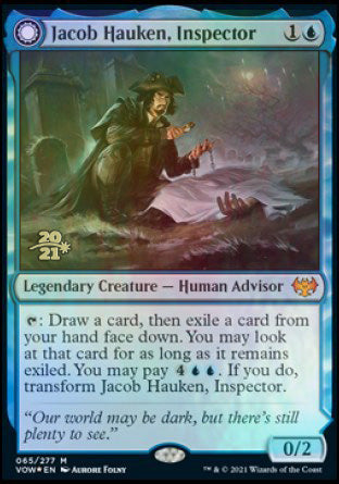 Jacob Hauken, Inspector // Hauken's Insight (PRE-065) - Innistrad: Crimson Vow Promos: (Double Faced Transform) Foil