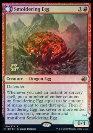 Smoldering Egg // Ashmouth Dragon (PRE-159S) - Innistrad: Midnight Hunt Promos: (Double Faced Transform) Foil