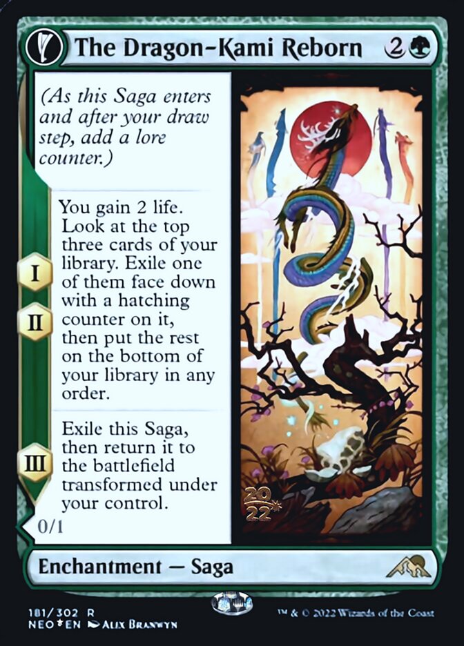 The Dragon-Kami Reborn // Dragon-Kami's Egg (PRE-181S) - Kamigawa: Neon Dynasty Promos: (fandfc, enchantment) Foil