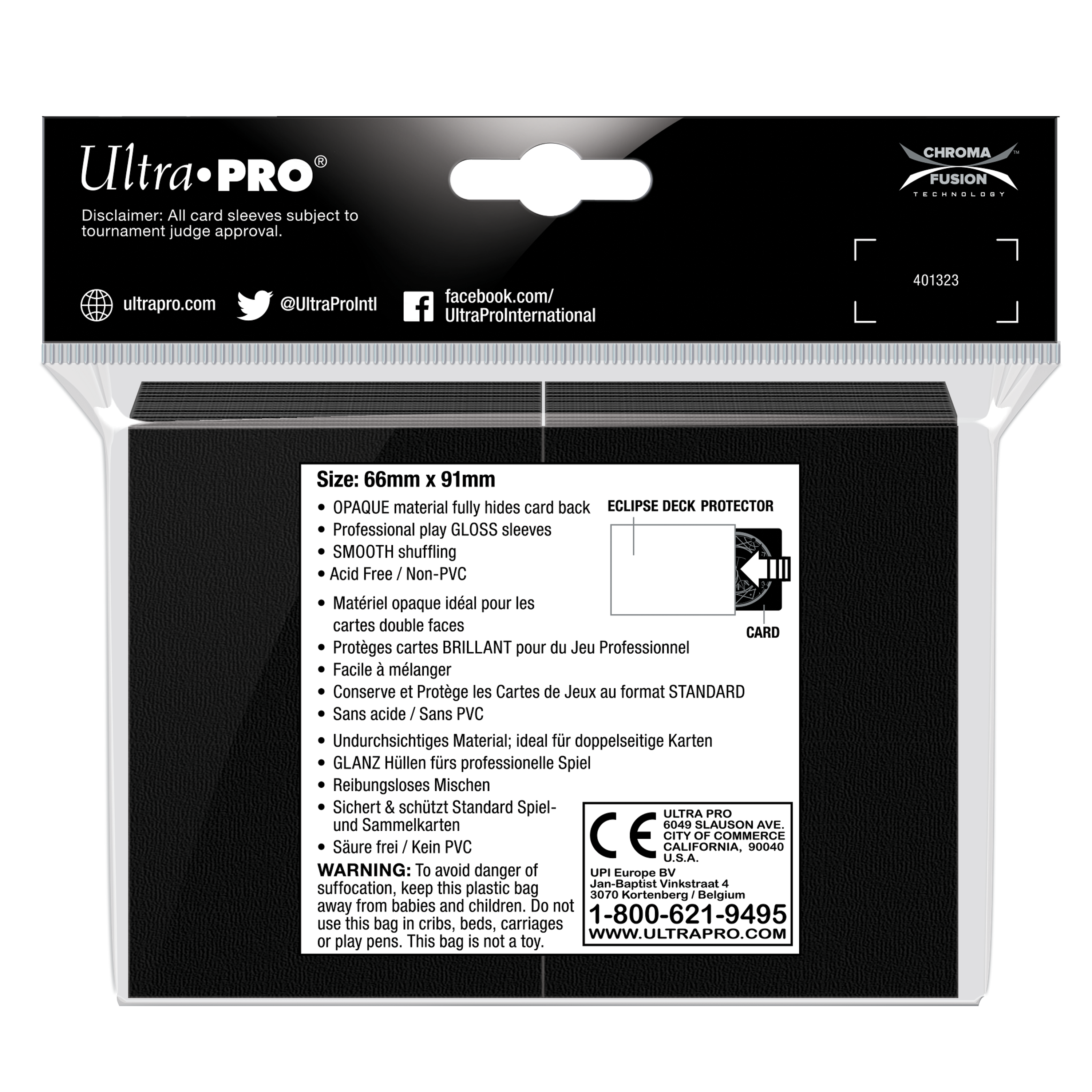 Ultra PRO: Standard 100ct Sleeves - Eclipse Gloss (Jet Black)