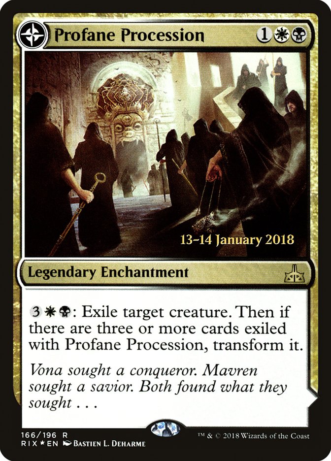 Profane Procession // Tomb of the Dusk Rose (PRE-166S) - Rivals of Ixalan Promos: (compasslanddfc) Foil