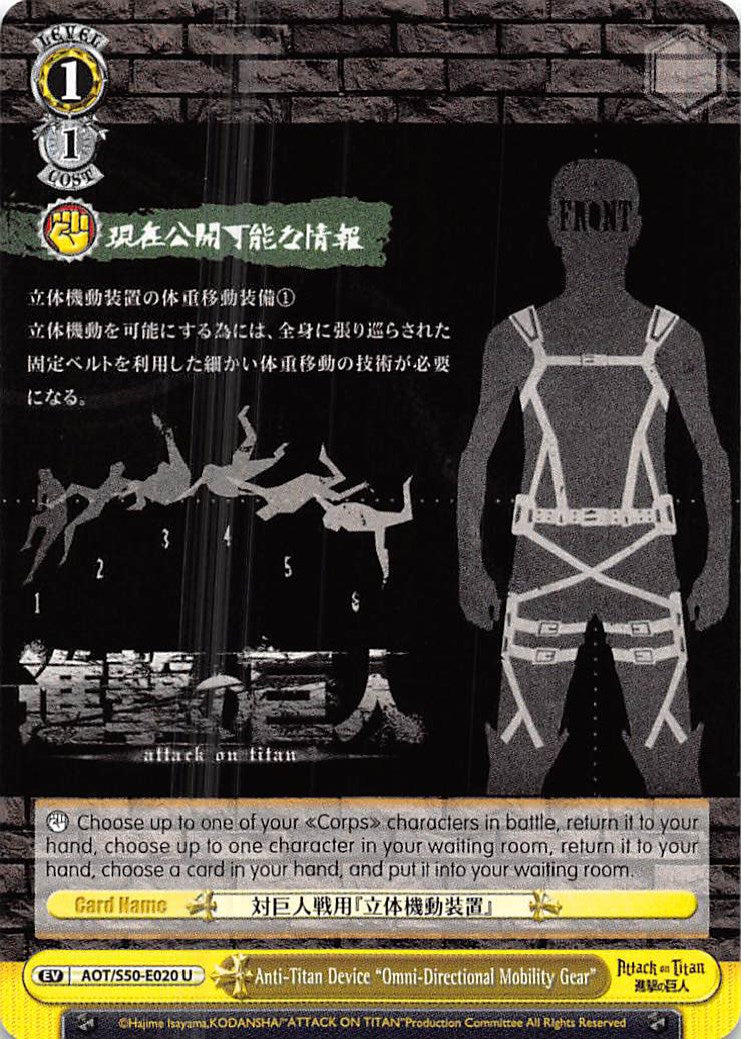 Anti-Titan Device "Omni-Directional Mobility Gear" (AOT/S50-E020 U) - Attack on Titan Vol. 2