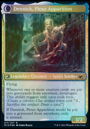 Dennick, Pious Apprentice // Dennick, Pious Apparition (PRE-217S) - Innistrad: Midnight Hunt Promos: (Double Faced Transform) Foil