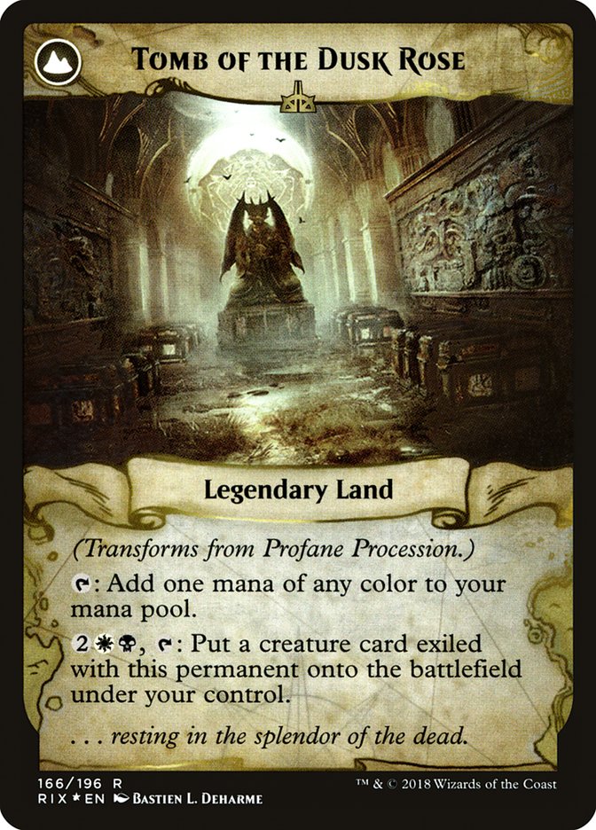 Profane Procession // Tomb of the Dusk Rose (PRE-166S) - Rivals of Ixalan Promos: (compasslanddfc) Foil