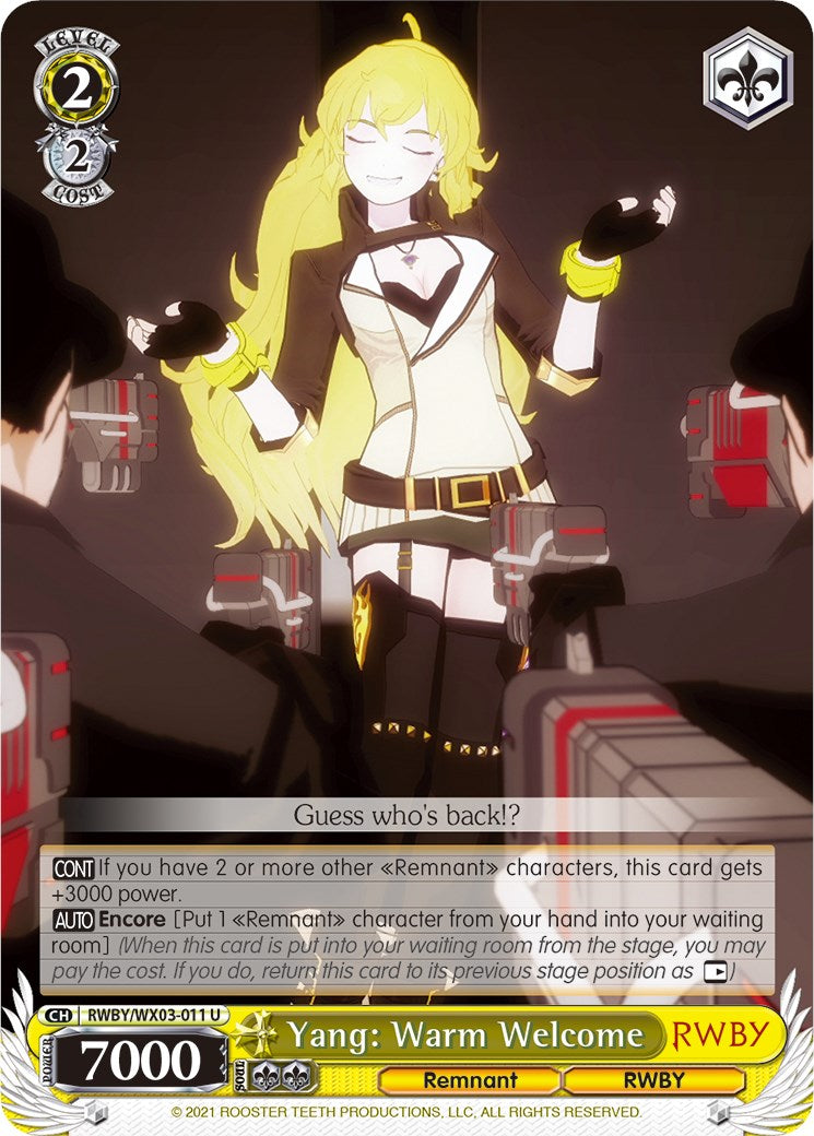 Yang: Warm Welcome (RWBY/WX03-011 U) - RWBY