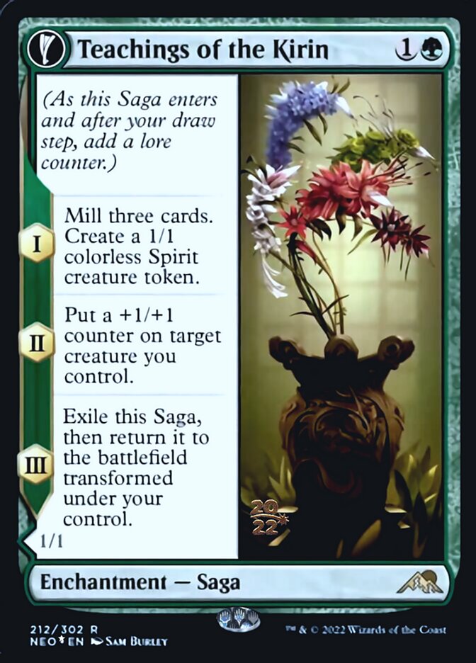 Teachings of the Kirin // Kirin-Touched Orochi (PRE-212S) - Kamigawa: Neon Dynasty Promos: (fandfc, enchantment) Foil