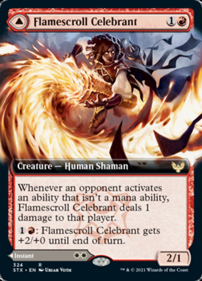Flamescroll Celebrant // Revel in Silence (STX-324) - Strixhaven: School of Mages: (Extended Art)