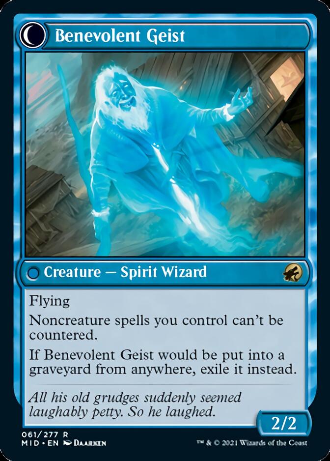 Malevolent Hermit // Benevolent Geist (MID-061) - Innistrad: Midnight Hunt: (Double Faced Transform)