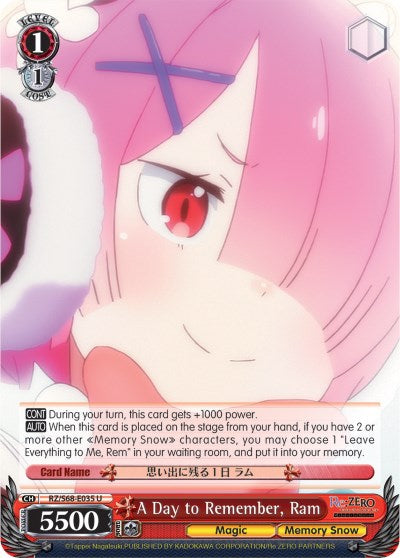A Day to Remember, Ram (RZ/S68-E035 U) - Re:ZERO Memory Snow