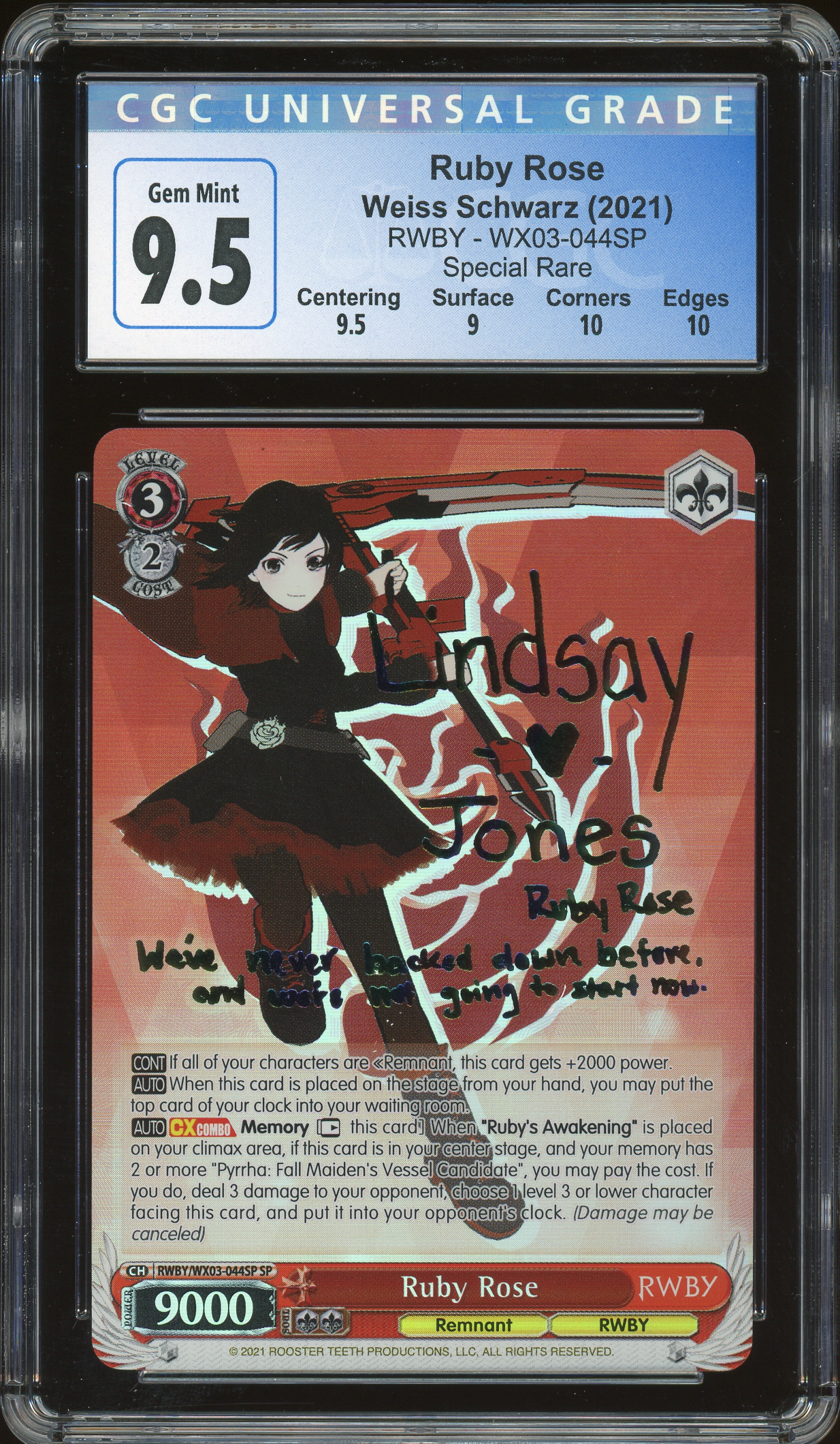 Weiss Schwarz: Ruby Rose WX03-044SP CGC 9.5