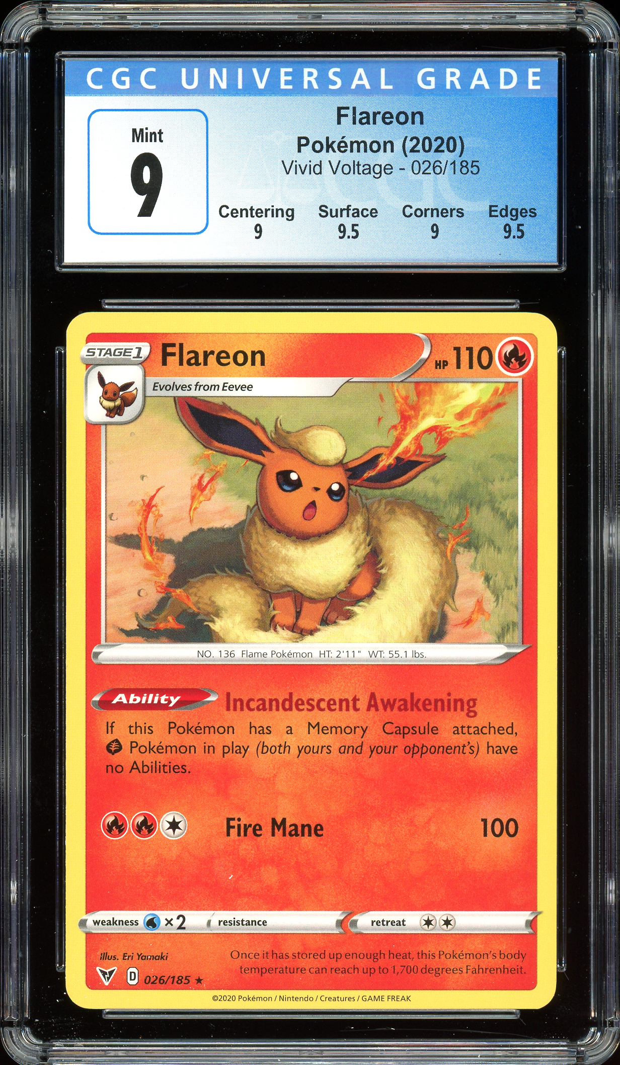 Flareon Vivid Voltage 026/185 CGC 9