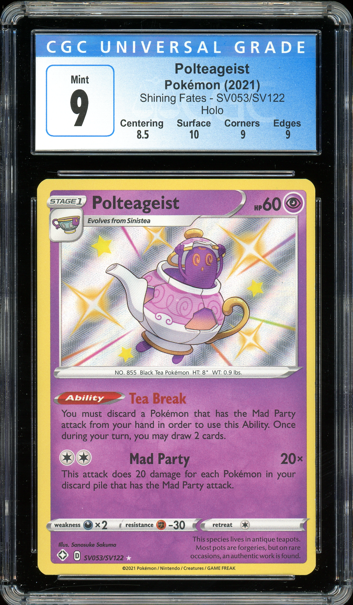 Polteageist Shining Fates SV053/SV122 CGC 9