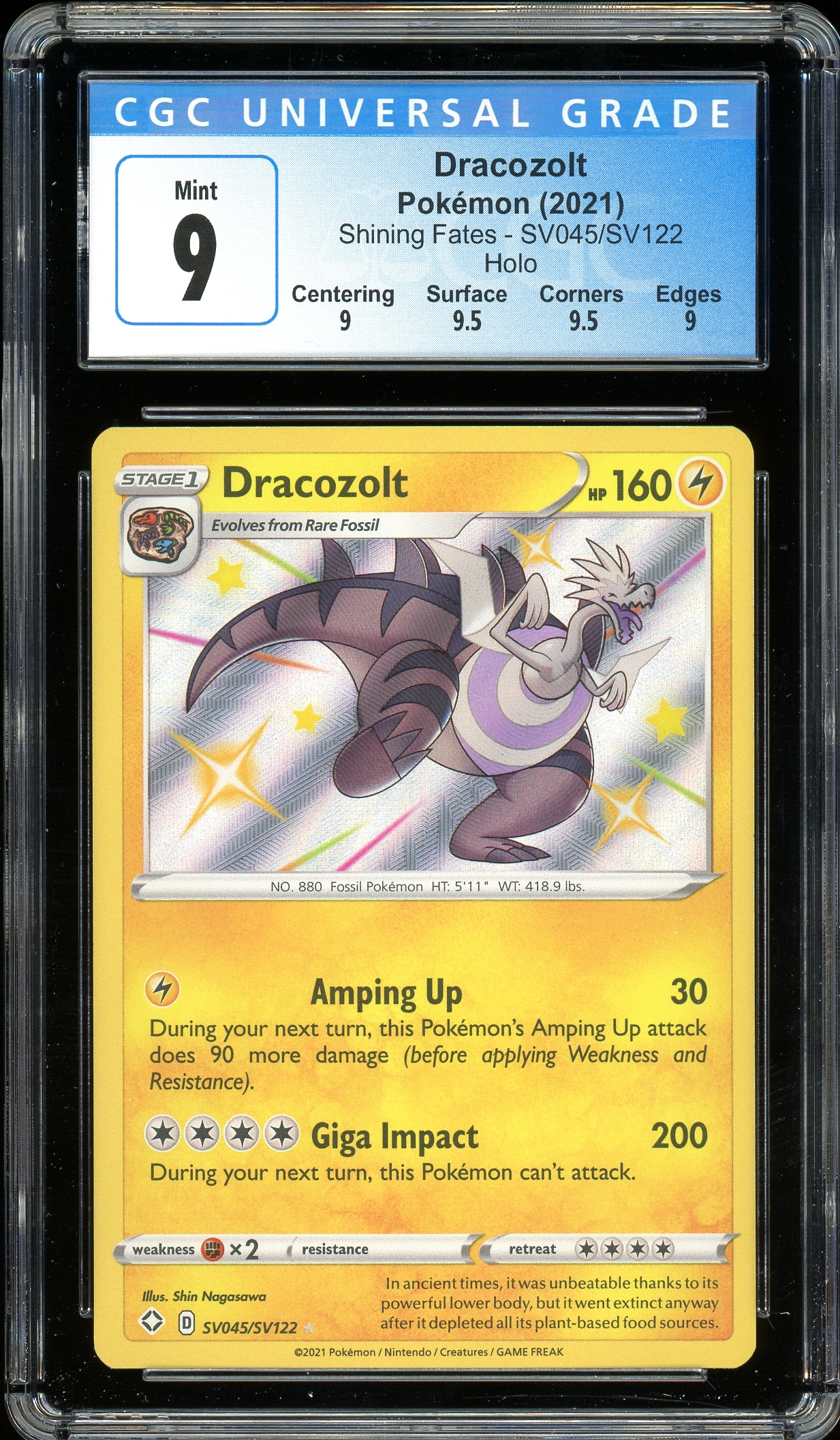 Dracozolt Shining Fates SV045/SV122 CGC 9