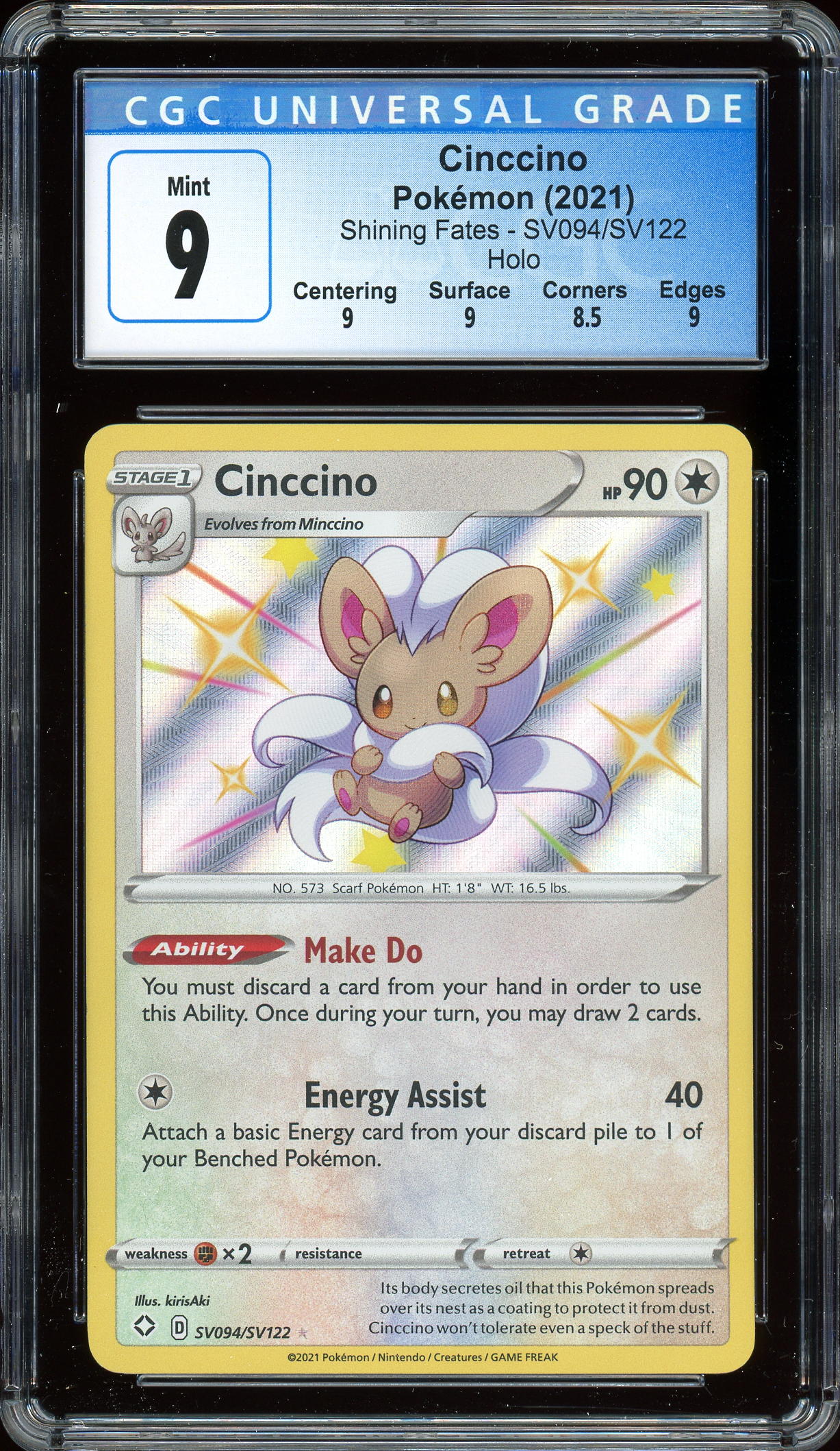 Cinccino Shining Fates SV094/SV122 CGC 9