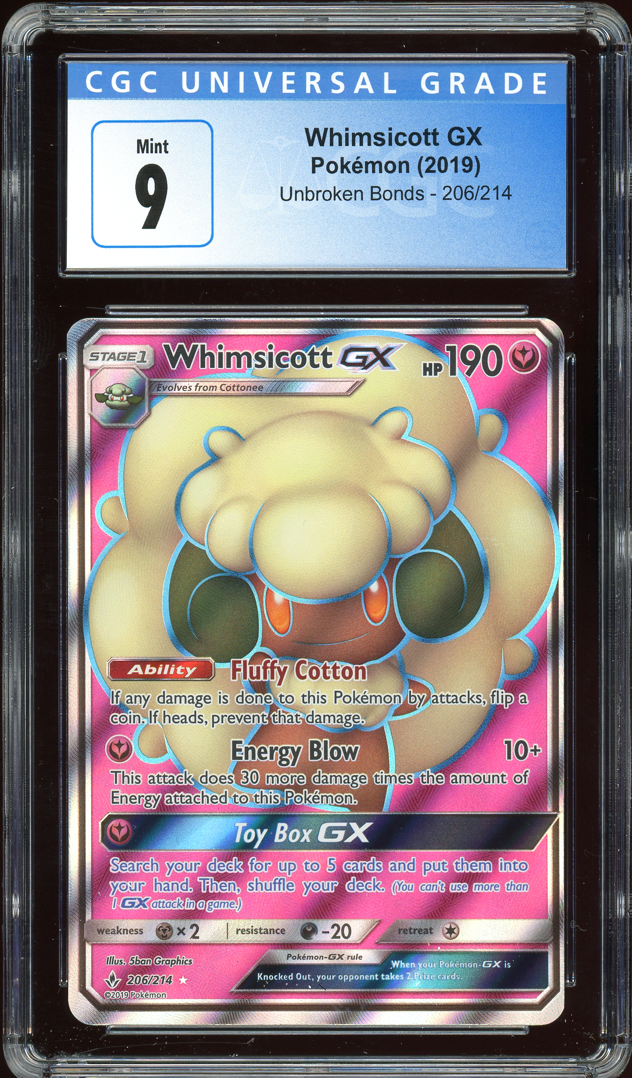 Whimsicott GX Unbroken Bonds 206/214 CGC 9